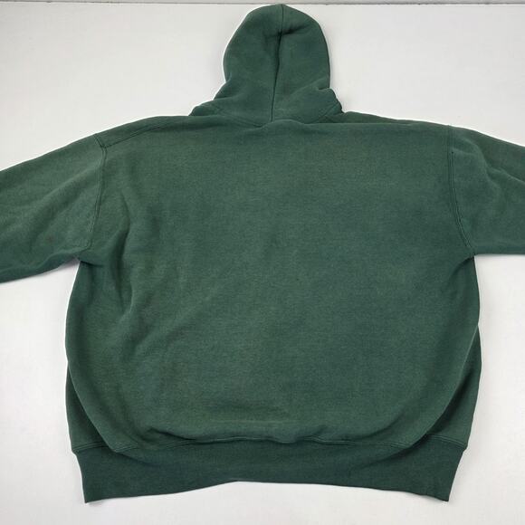 VINTAGE Russell Athletic Hoodie Mens 2XL Green Henley Thermal Lined Made USA 90s - Picture 10 of 12
